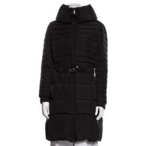 Black Moncler Belted Winter Down Coat